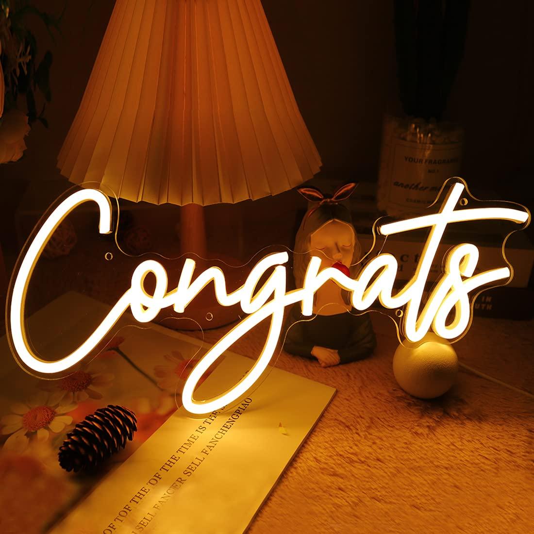 Lighting Decoration Wedding - Tebrikler Neon Burcu USB Kısılabilir LED