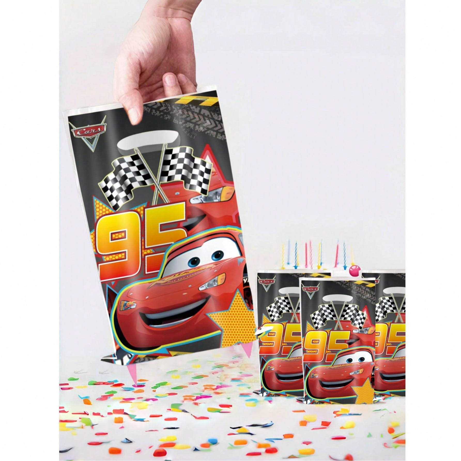Lighting Mcqueen Decor - 10/20/30 araba hediye çantası ambalaj poşeti,