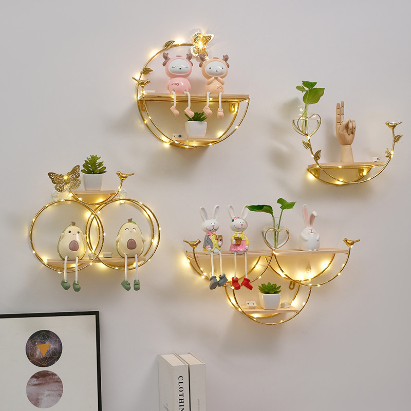 Lighting Metal Wall Decor - Delme Gerektirmeyen Duvara Monte Raf Oturma