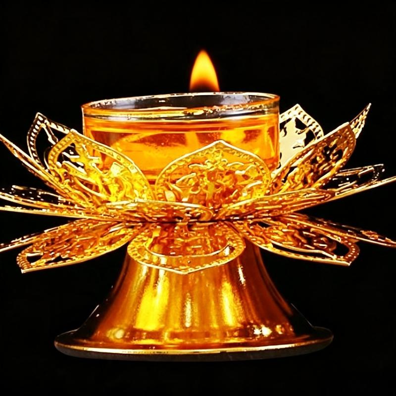 Lighting Design Decor - Altın Lotus Tasarımlı Tealight Mumluk, Ghee