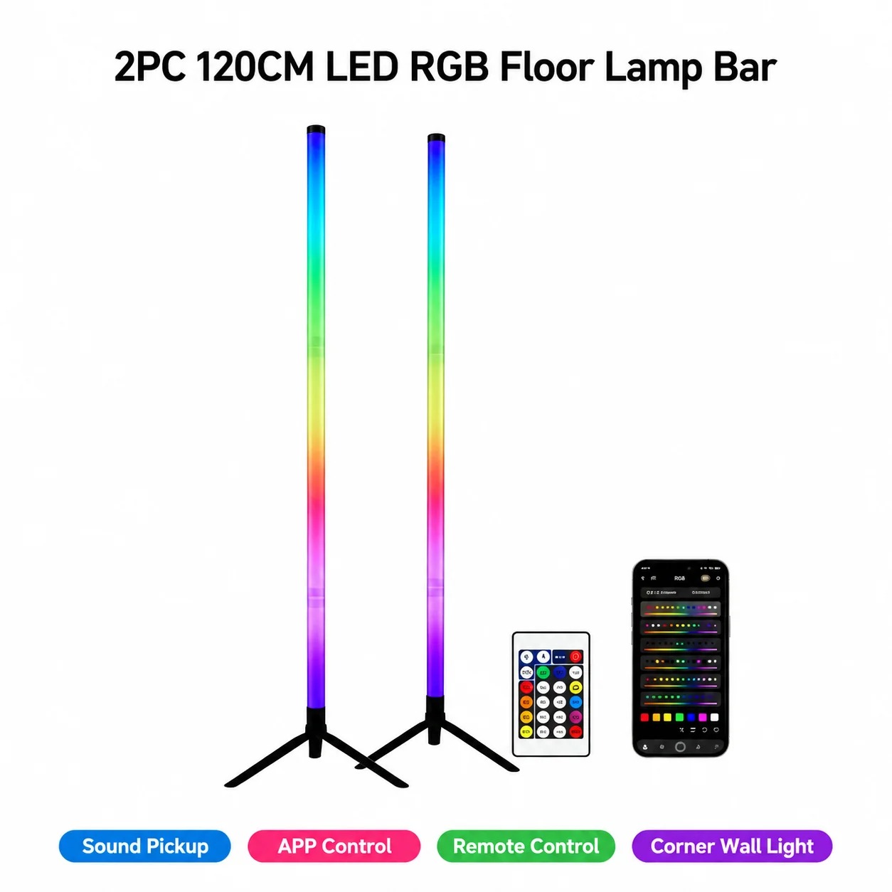 2 Adet 120CM RGB Yer Lambası,  - Lighting Design Decor incelemesi ve fiyatı