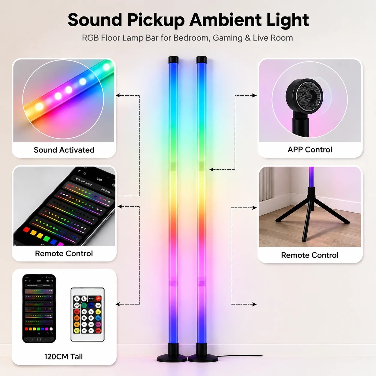 2 Adet 120CM RGB Yer Lambası,  - Lighting Design Decor incelemesi ve fiyatı
